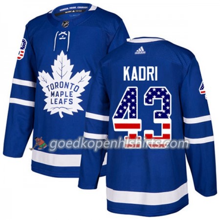 Toronto Maple Leafs Nazem Kadri 43 Adidas 2017-2018 Blauw USA Flag Fashion Authentic Shirt - Mannen
